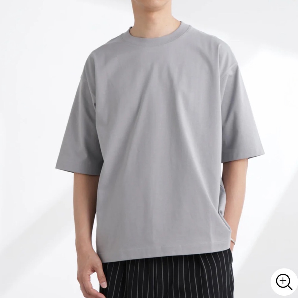 Nano Universe Heavyweight Wide Short Sleeve T-Shirt in Grey Size Large